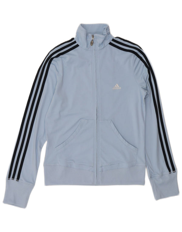 Adidas Womens Tracksuit Top Jacket UK 12 Médio Azul Poliéster