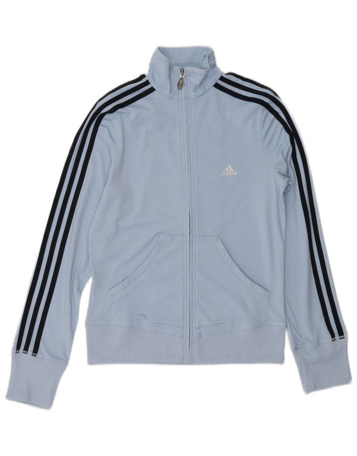 Adidas Womens Tracksuit Top Jacket UK 12 Médio Azul Poliéster