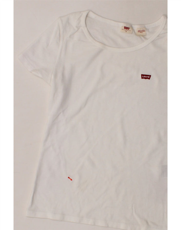 LEVI'S Womens T-Shirt Top UK 12 Medium White Vintage Levi's and Second-Hand Levi's from Messina Hembry 