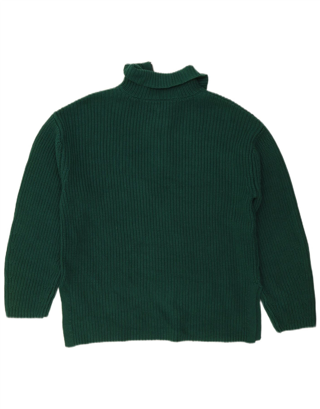 Suéter masculino Marks & Spencer com zíper e gola em algodão verde médio