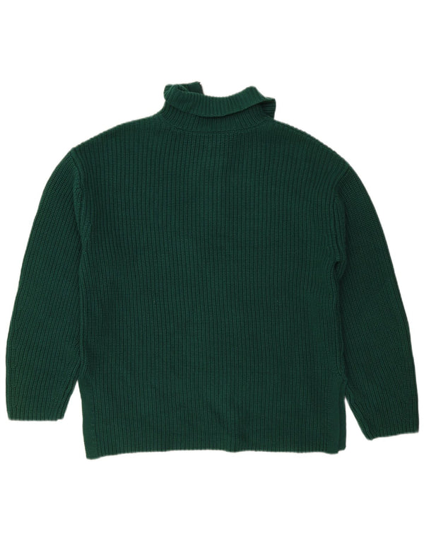 Suéter masculino Marks & Spencer com zíper e gola em algodão verde médio