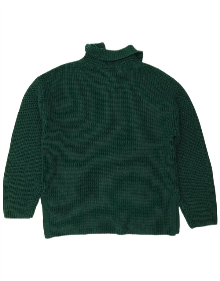 Suéter masculino Marks & Spencer com zíper e gola em algodão verde médio