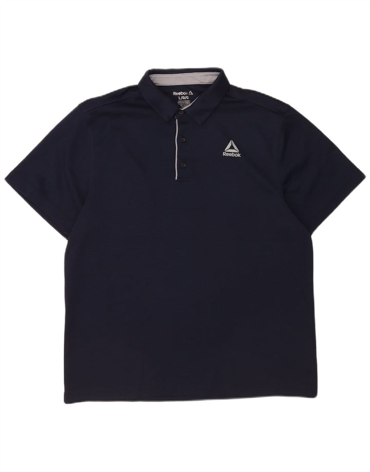 Camisa polo masculina Reebok grande poliéster azul marinho