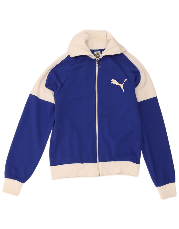Puma Mens Graphic Tracksuit Top Jacket Pequeno Azul Colorblock Poliéster