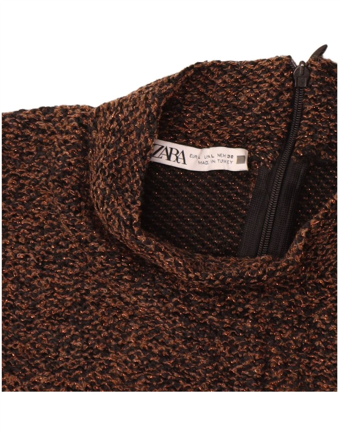 Blusa feminina ZARA UK 14 grande poliéster marrom