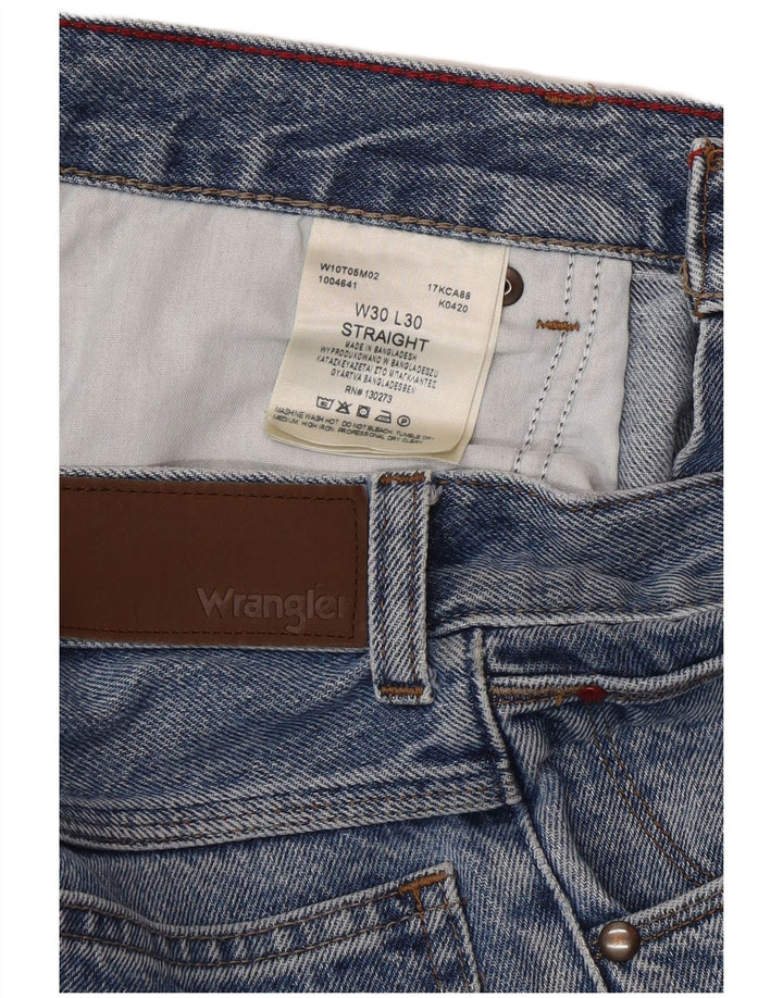 Wrangler Mens Straight Jeans W30 L30 Azul Algodão
