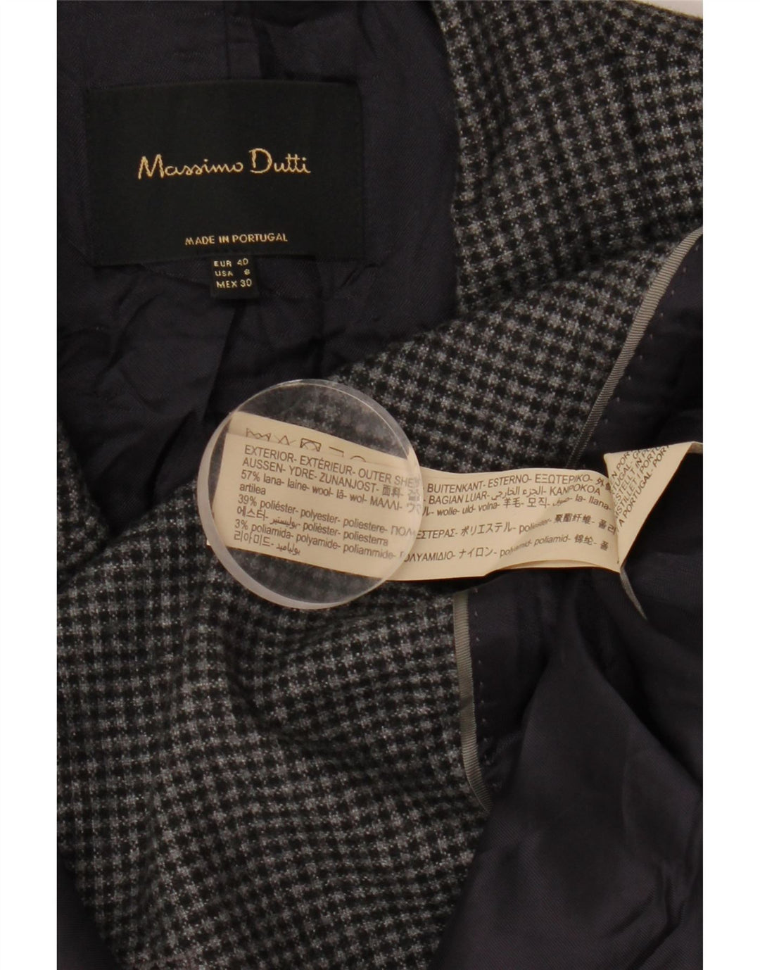 Jaqueta Blazer Feminina Massimo Dutti EU 40 Médio Cinza Houndstooth