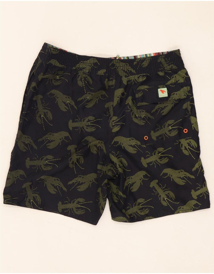 Shorts de banho masculino Ted Baker com padrão abstrato tamanho 3 preto médio