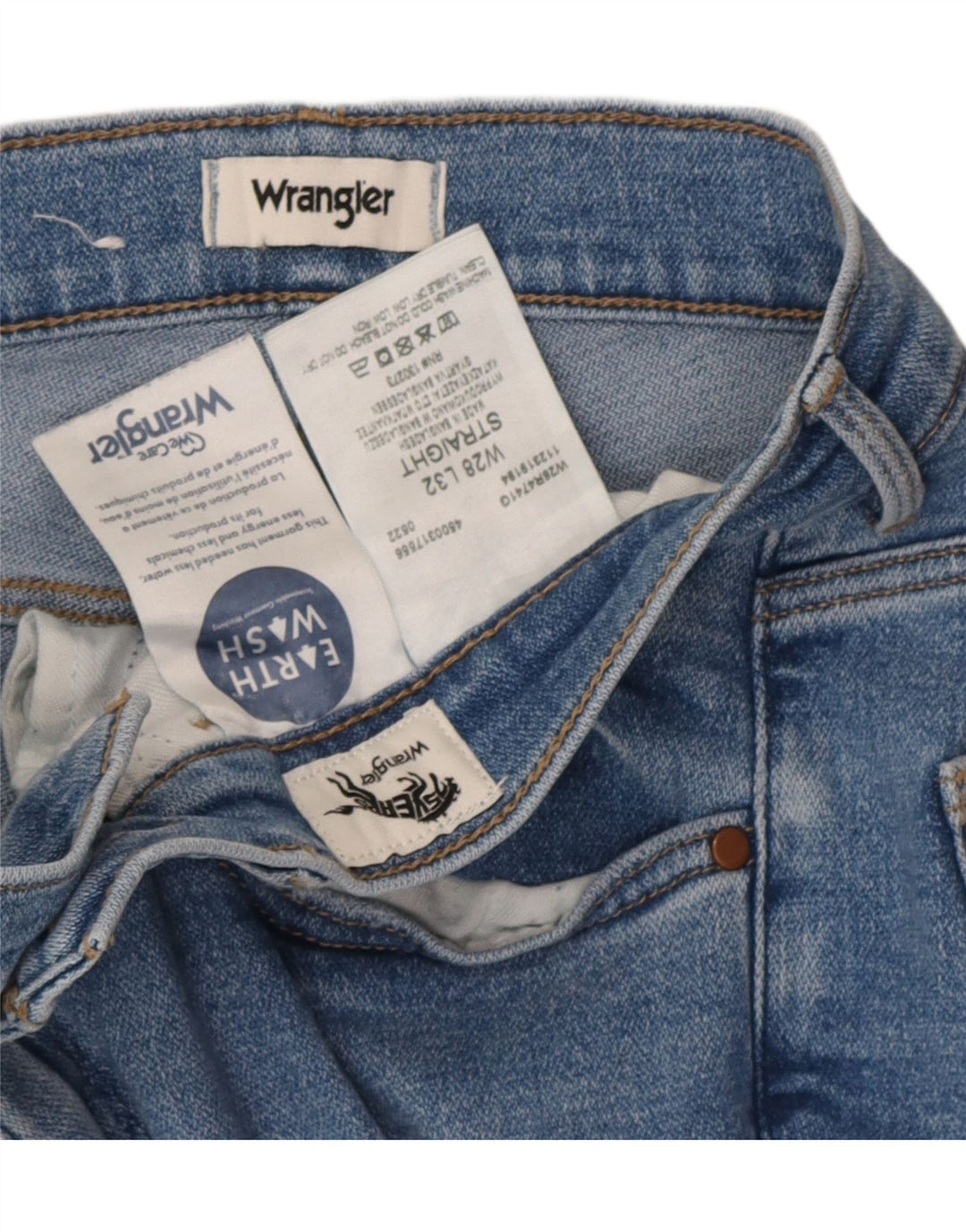 Jeans Wrangler feminino reto W28 L28 algodão azul