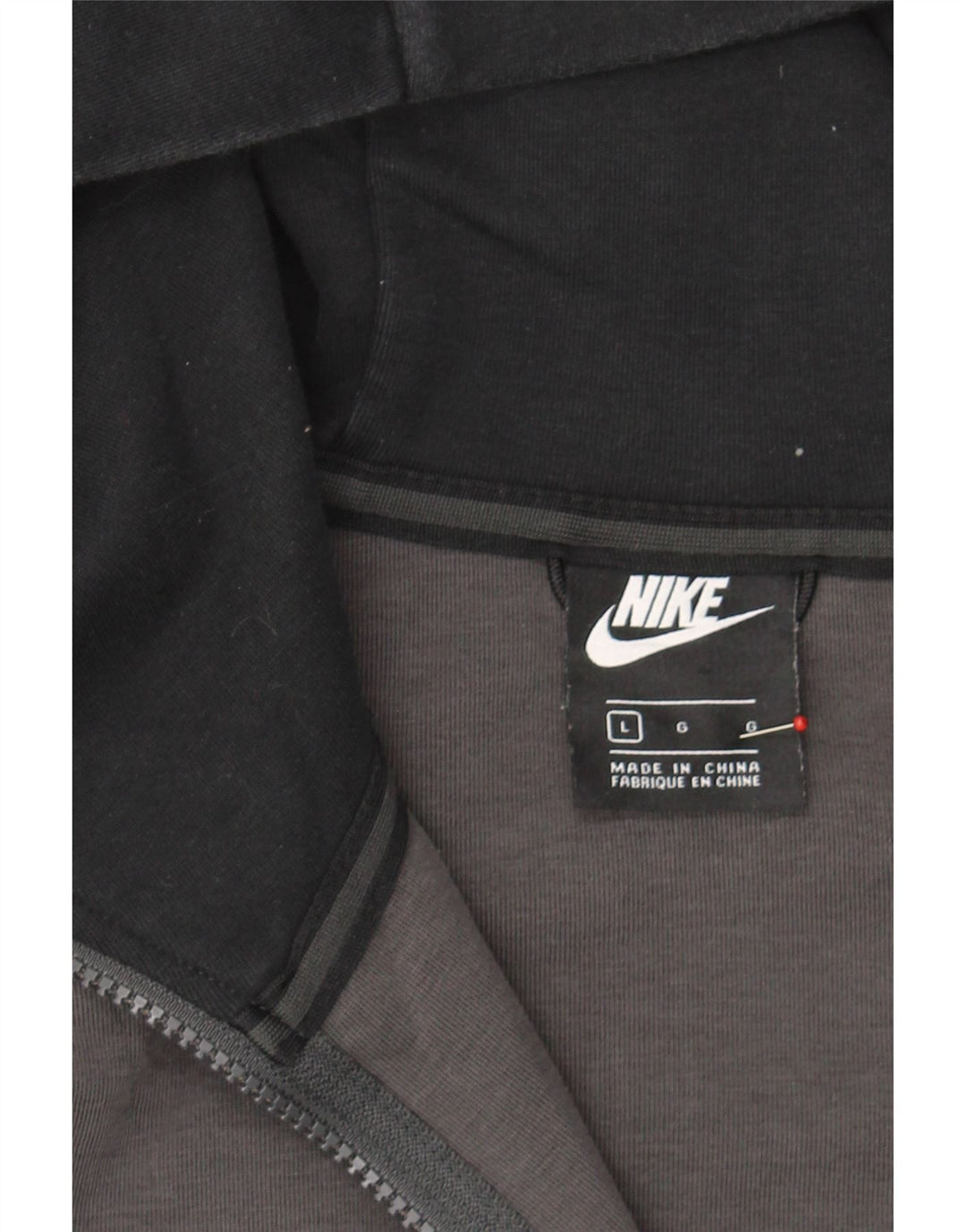 NIKE Mens Zip Hoodie Sweater Large Grey Colourblock Cotton Vintage Nike and Second-Hand Nike from Messina Hembry 