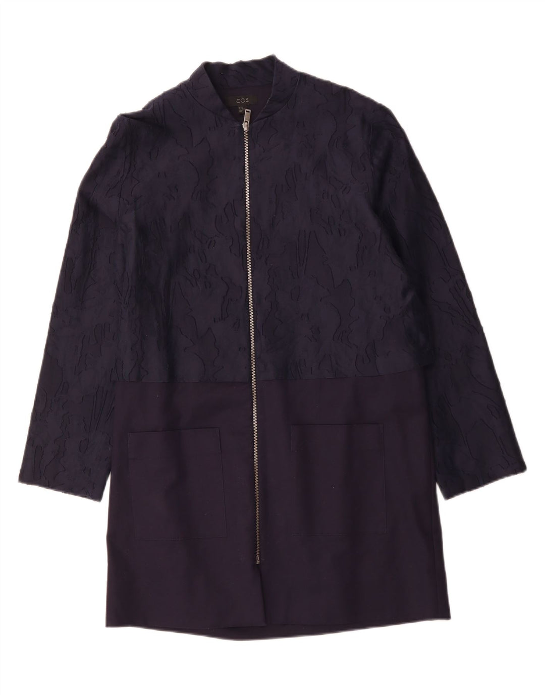 Sobretudo feminino COS EU 40 médio algodão camuflado azul marinho