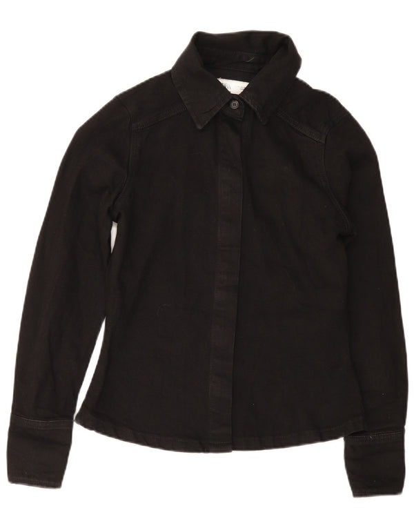 Camisa jeans feminina Zara UK 6 XS algodão preto