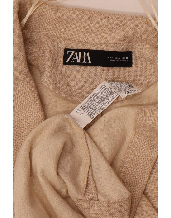 Sobretudo feminino Zara Oversized UK 16 grande bege viscose