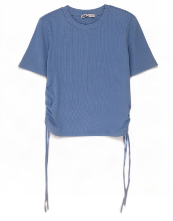 Blusa feminina Zara Top UK 12 poliéster azul médio