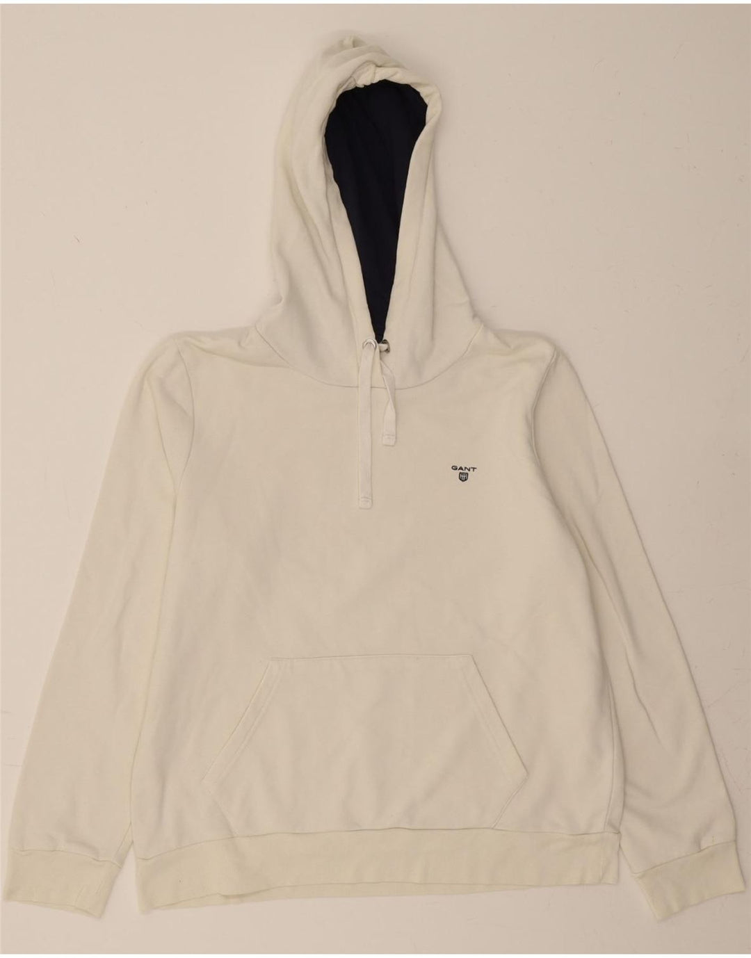 GANT Womens Regular Fit Hoodie Jumper UK 16 Large Off White Cotton Vintage Gant and Second-Hand Gant from Messina Hembry 