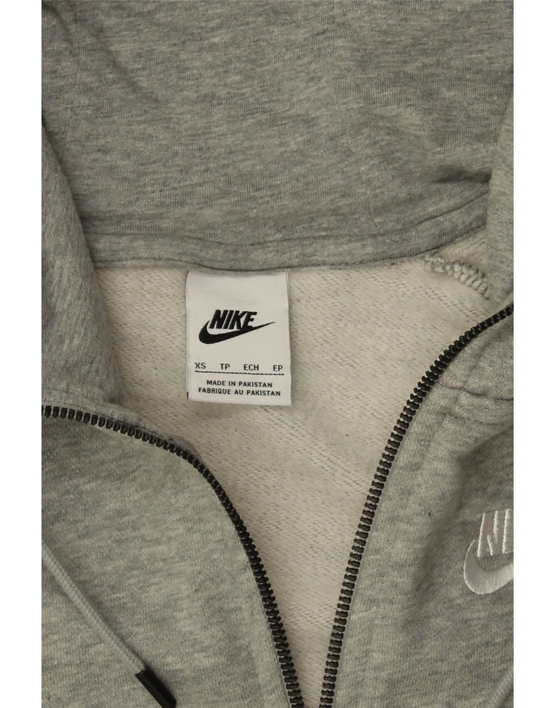 NIKE Womens Zip Hoodie Sweater UK 6 XS Grey Cotton Vintage Nike and Second-Hand Nike from Messina Hembry 