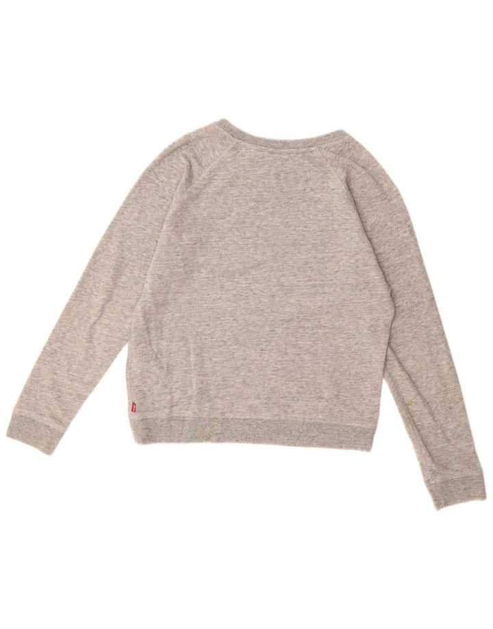LEVI'S moletom gráfico feminino jumper UK 12 algodão cinza médio