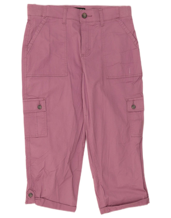 Calça cargo feminina Lee Capri relaxada ajuste EUA 8 médio W32 L21 algodão rosa