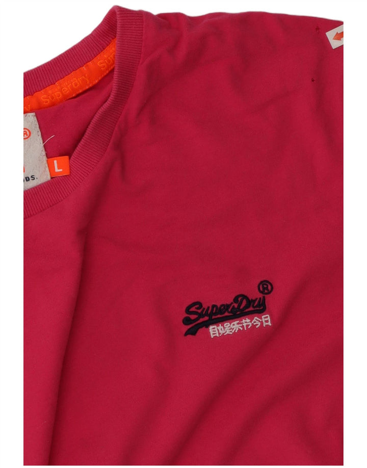 Camiseta feminina Superdry Top grande algodão rosa