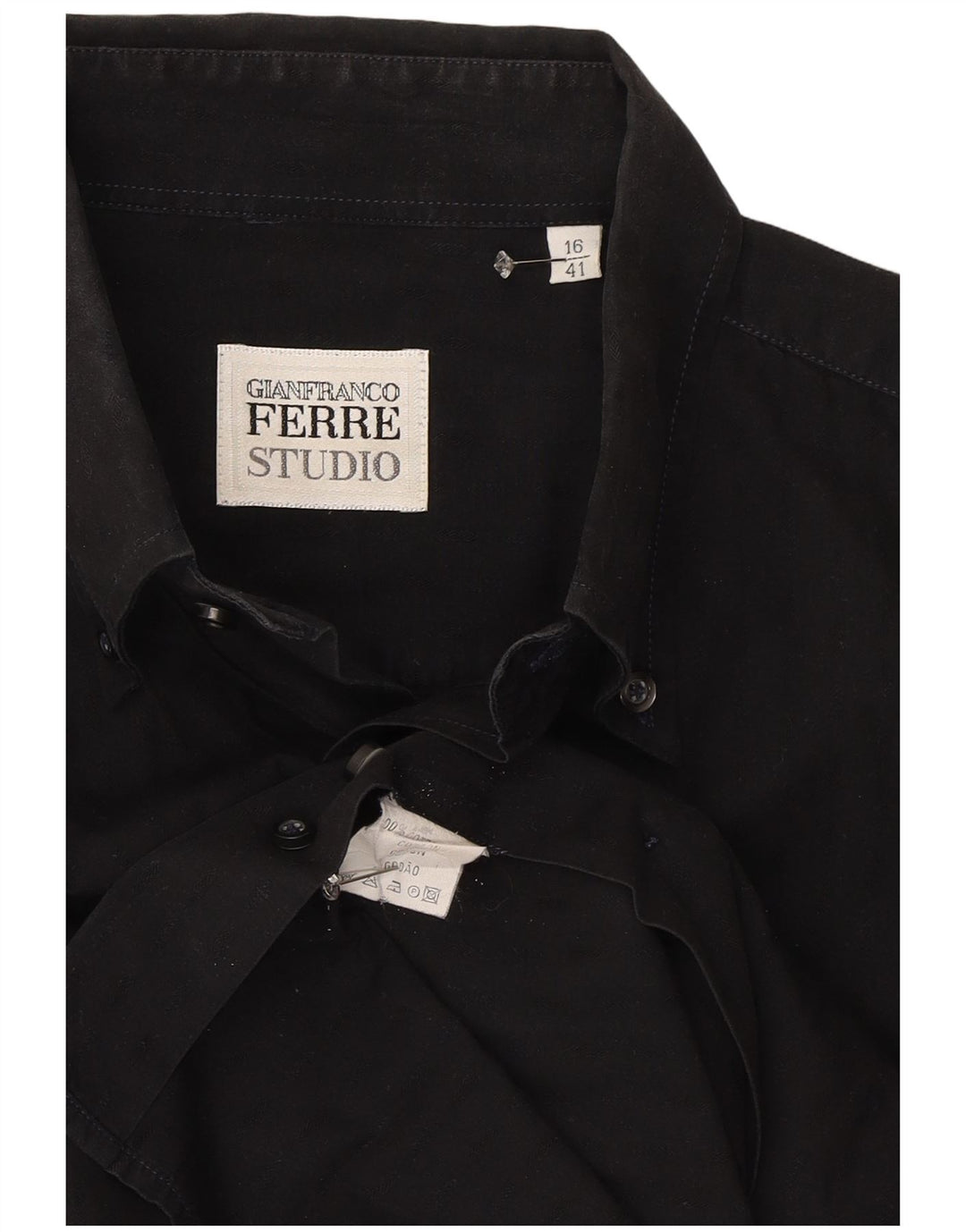 Camisa masculina Gianfranco Ferre tamanho 41 16 grande algodão preto