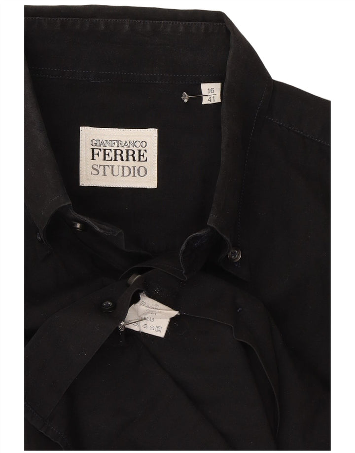 Camisa masculina Gianfranco Ferre tamanho 41 16 grande algodão preto