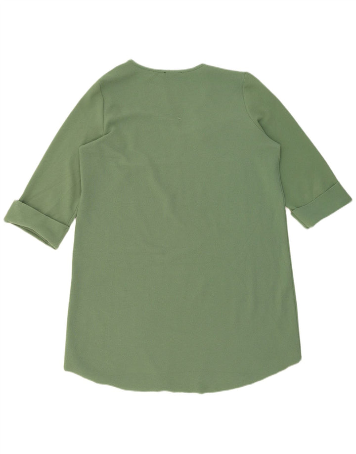 Vestido feminino Zara manga 3/4, Reino Unido 16, grande, verde