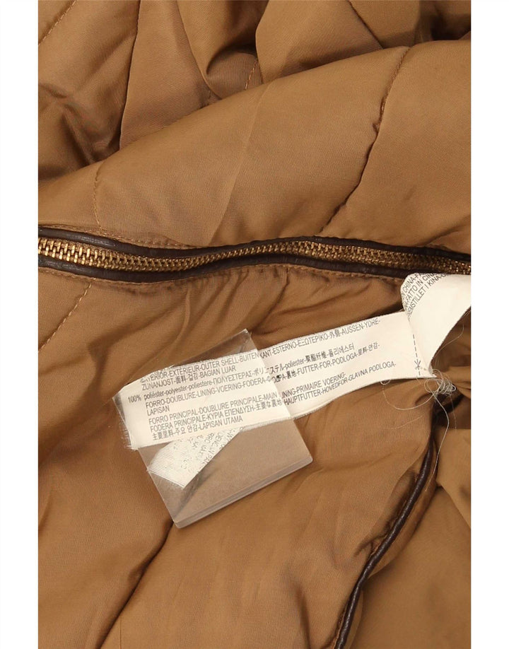 Jaqueta acolchoada feminina Zara UK 12 poliéster marrom médio