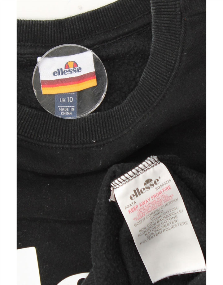 ELLESSE Suéter feminino com estampa gráfica oversized Reino Unido 10 pequeno preto