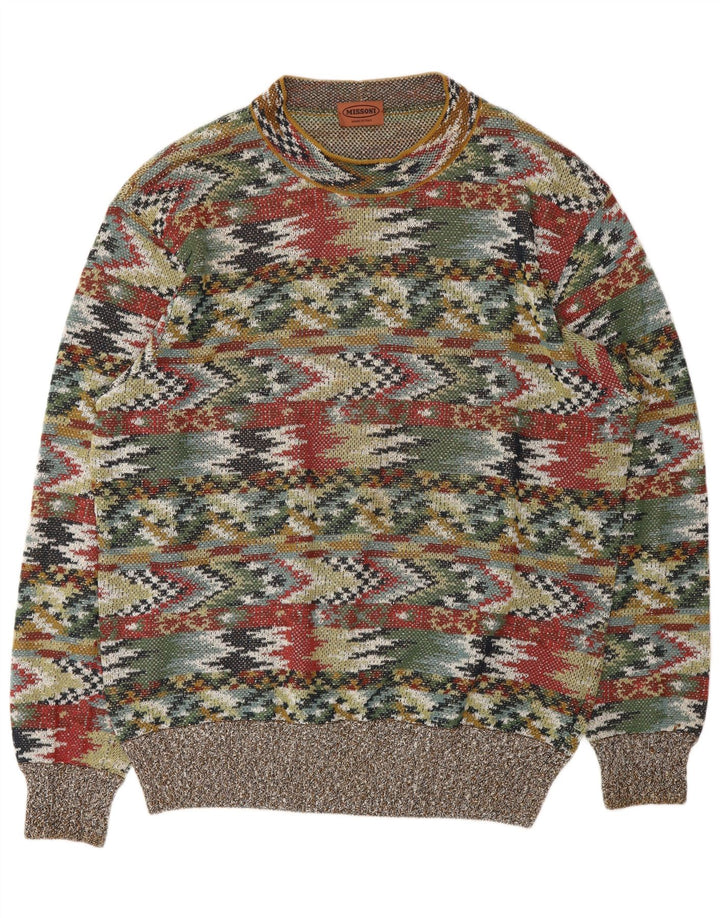 Suéter masculino MISSONI com gola redonda IT 54 XL multicolorido geométrico