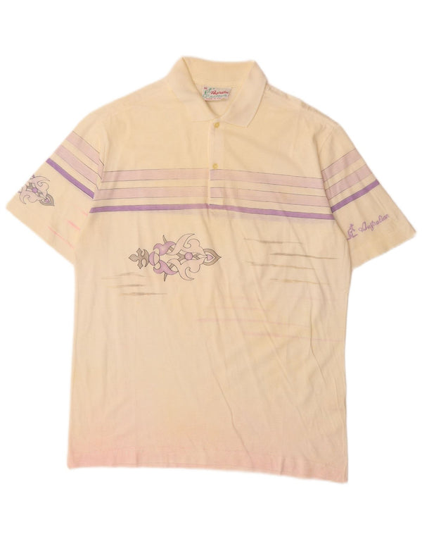 Camisa polo masculina AUSTRALIAN L'ALPINA IT 46 pequeno algodão listrado branco