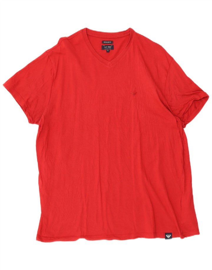 Camiseta feminina ARMANI JEANS Regular Fit UK 22 3XL algodão vermelho