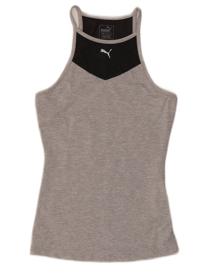 Colete feminino Puma UK 10 pequeno cinza colorblock poliéster