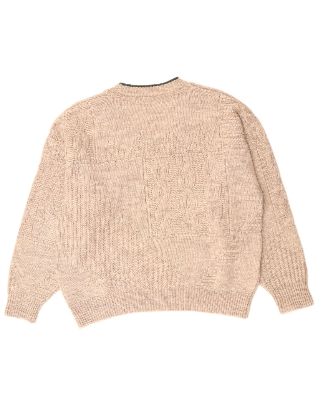 Suéter feminino vintage com decote em V UK 18 XL bege