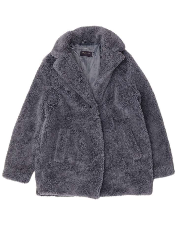 Sobretudo feminino oversized de pele sintética Marks & Spencer Reino Unido 12 cinza médio
