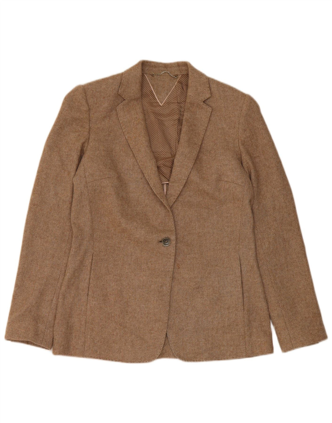 Jaqueta blazer feminina Massimo Dutti com 1 botão Reino Unido 12 médio bege