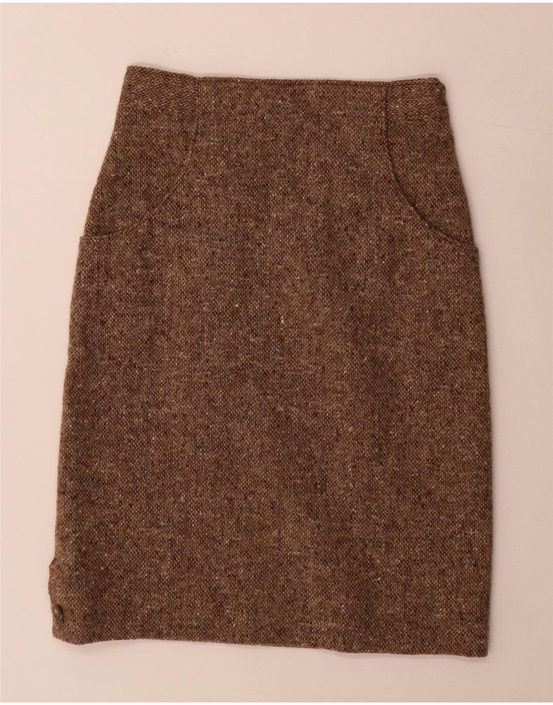 Conjunto de saia feminina vintage de 2 peças médio W24 marrom manchado