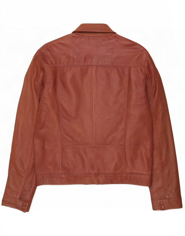 Jaqueta de couro masculina vintage UK 40 grande marrom