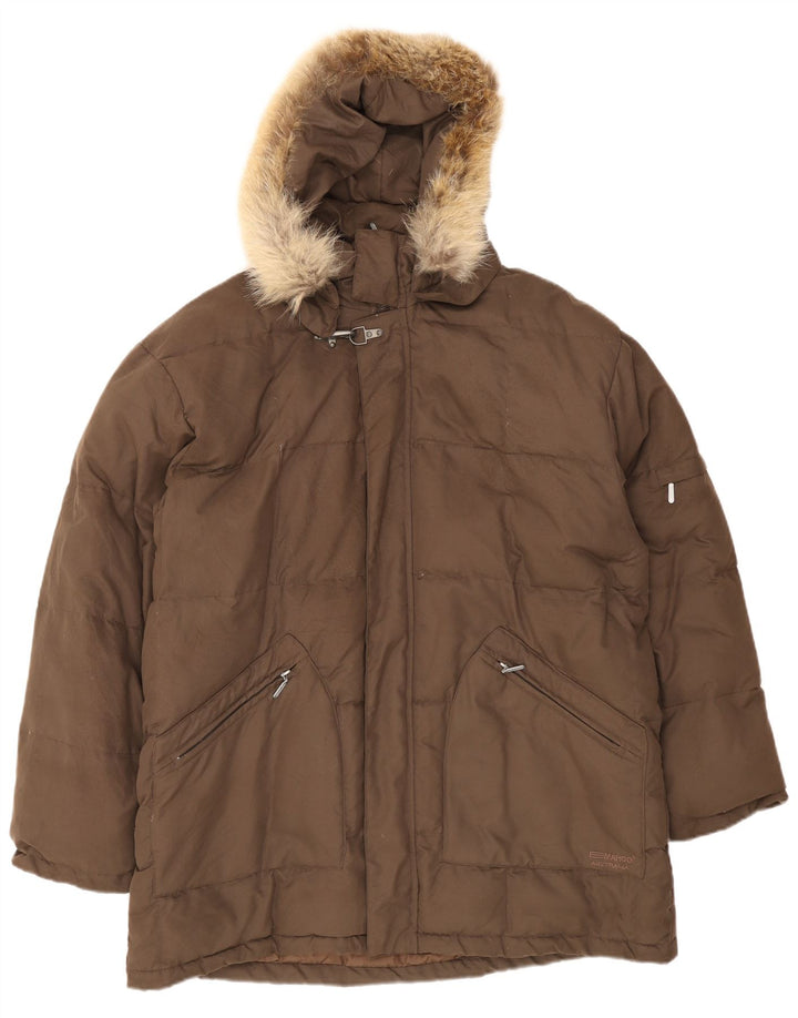 Jaqueta masculina acolchoada com capuz Emaroo Australia UK 44 2XL poliéster marrom