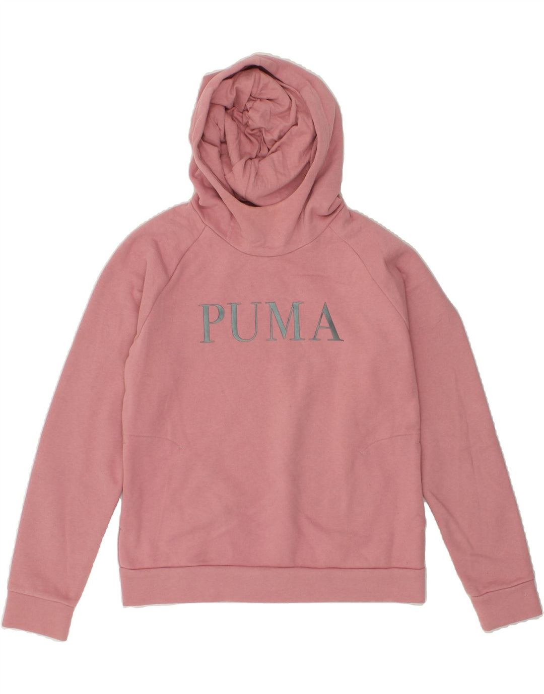 PUMA Womens Graphic Hoodie Jumper UK 14 Medium Pink Cotton Vintage Puma and Second-Hand Puma from Messina Hembry 