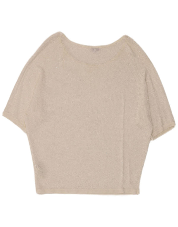 Suéter feminino de grandes dimensões com gola canoa Phase Eight Reino Unido 14 médio branco