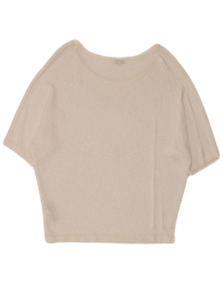 Suéter feminino de grandes dimensões com gola canoa Phase Eight Reino Unido 14 médio branco