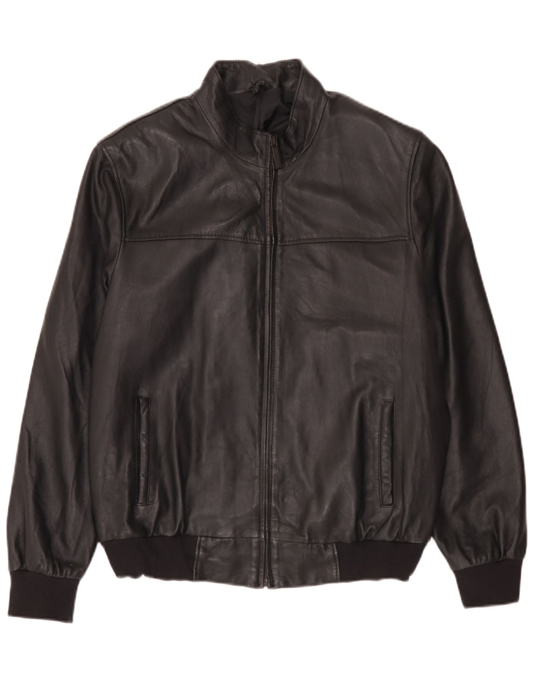 Jaqueta de couro masculina vintage UK 44 2XL preta