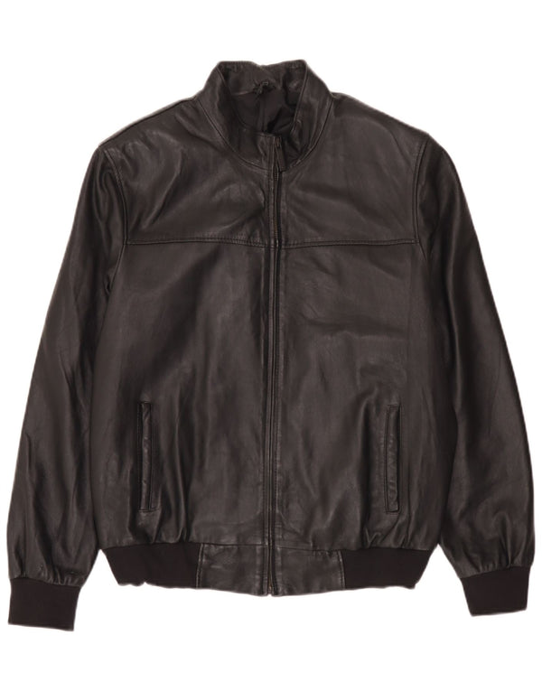 Jaqueta de couro masculina vintage UK 44 2XL preta