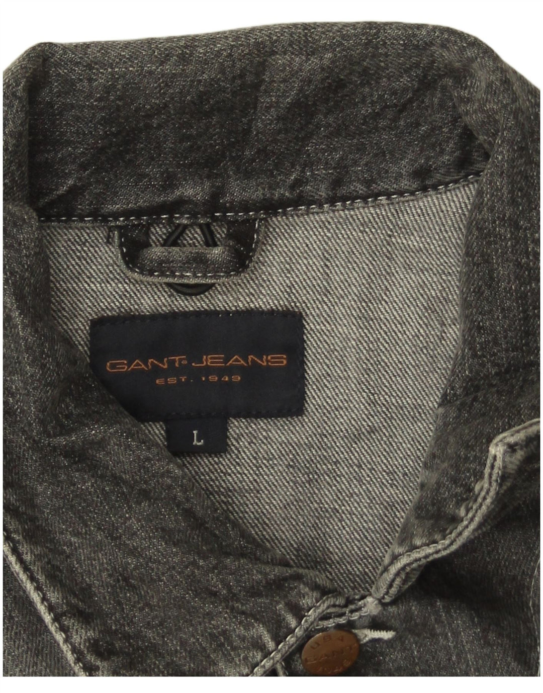 Gant Mens Denim Gilet UK 40 Grande Algodão Cinza