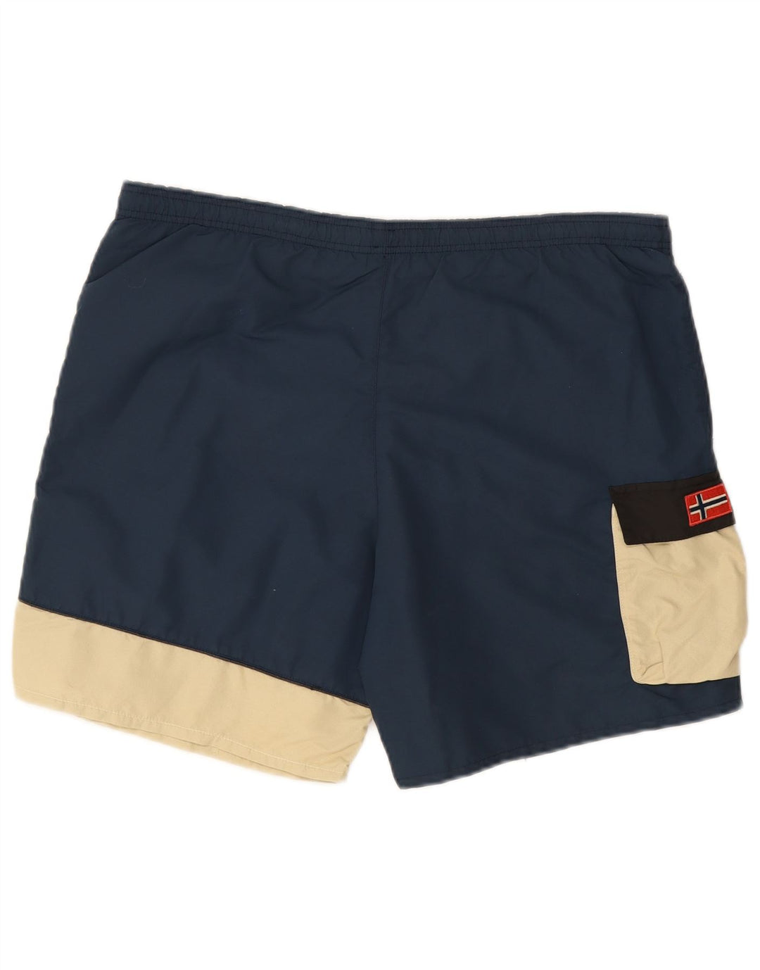 Napapijri Calção de banho masculino gráfico grande azul marinho Colourblock Nylon