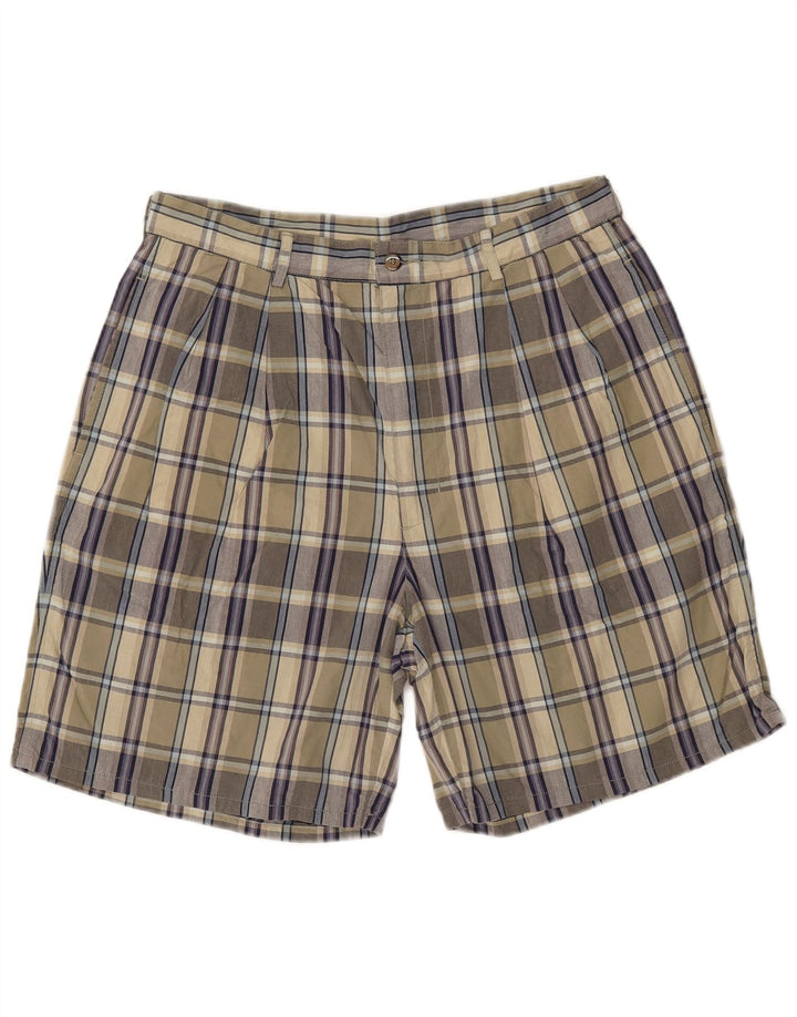 IZOD Mens Chino Shorts W34 Grande Cáqui Xadrez Algodão