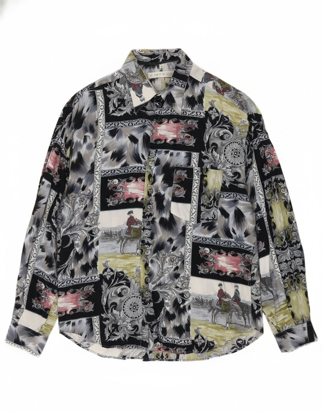 Camisa masculina CRIVER com estampa abstrata grande viscose cinza