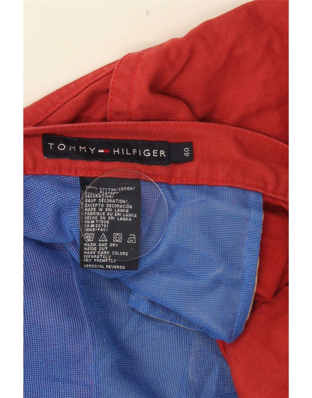 Shorts cargo masculino Tommy Hilfiger W40 XL algodão vermelho