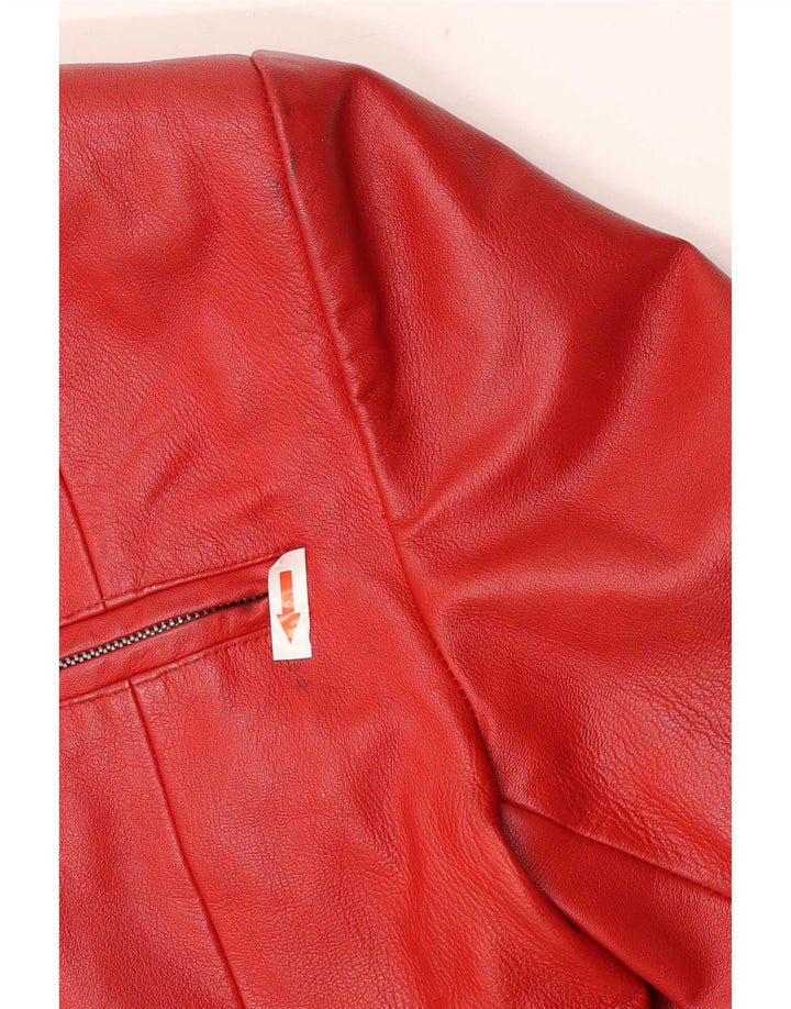 Jaqueta de couro vintage feminina UK 18 XL vermelha