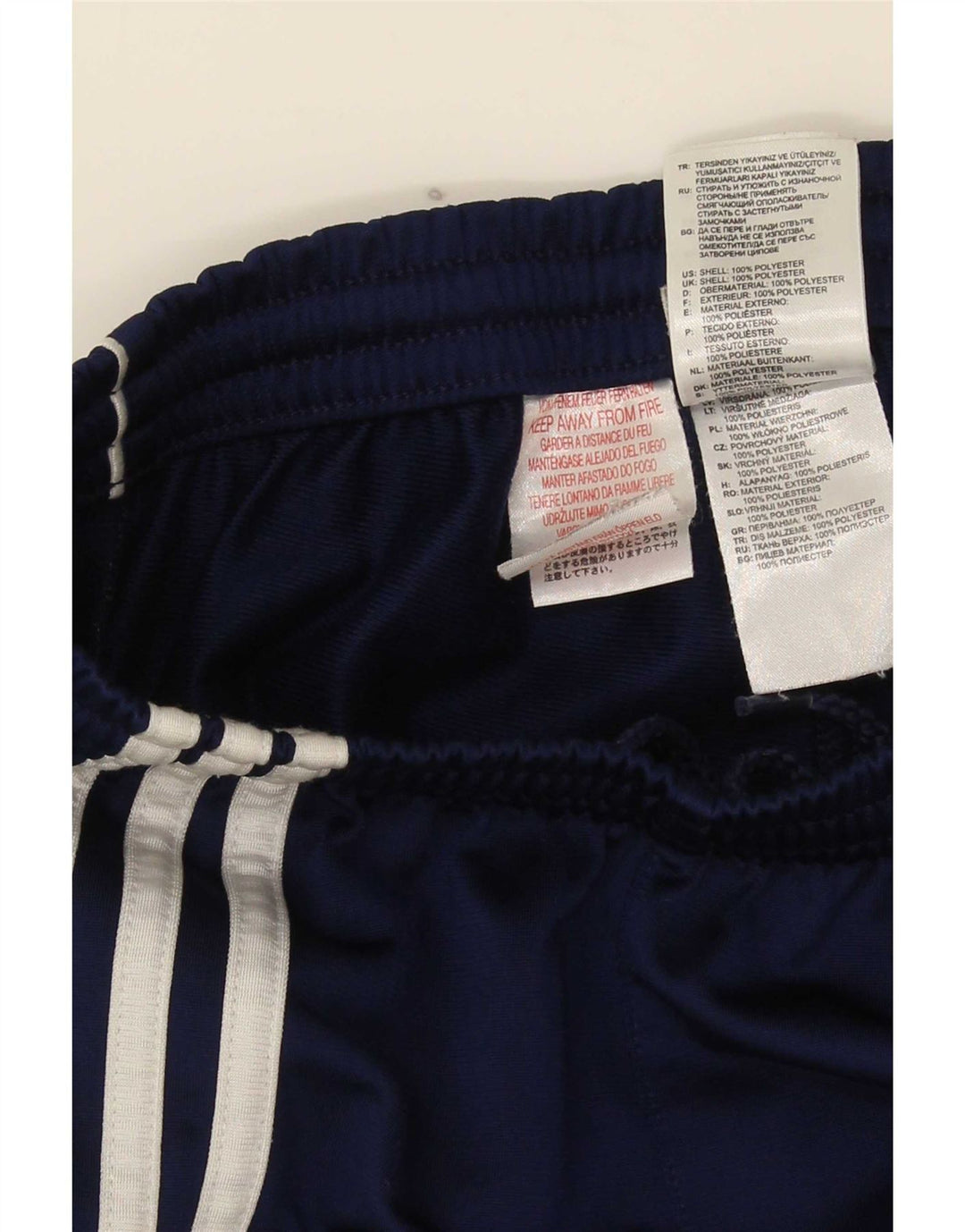 Calças de treino Adidas meninos 13-14 anos azul marinho colorblock poliéster